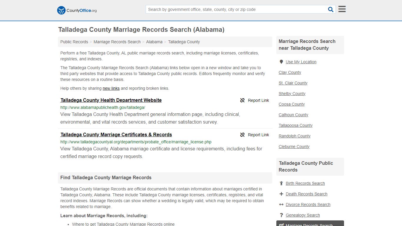 Talladega County Marriage Records Search (Alabama)