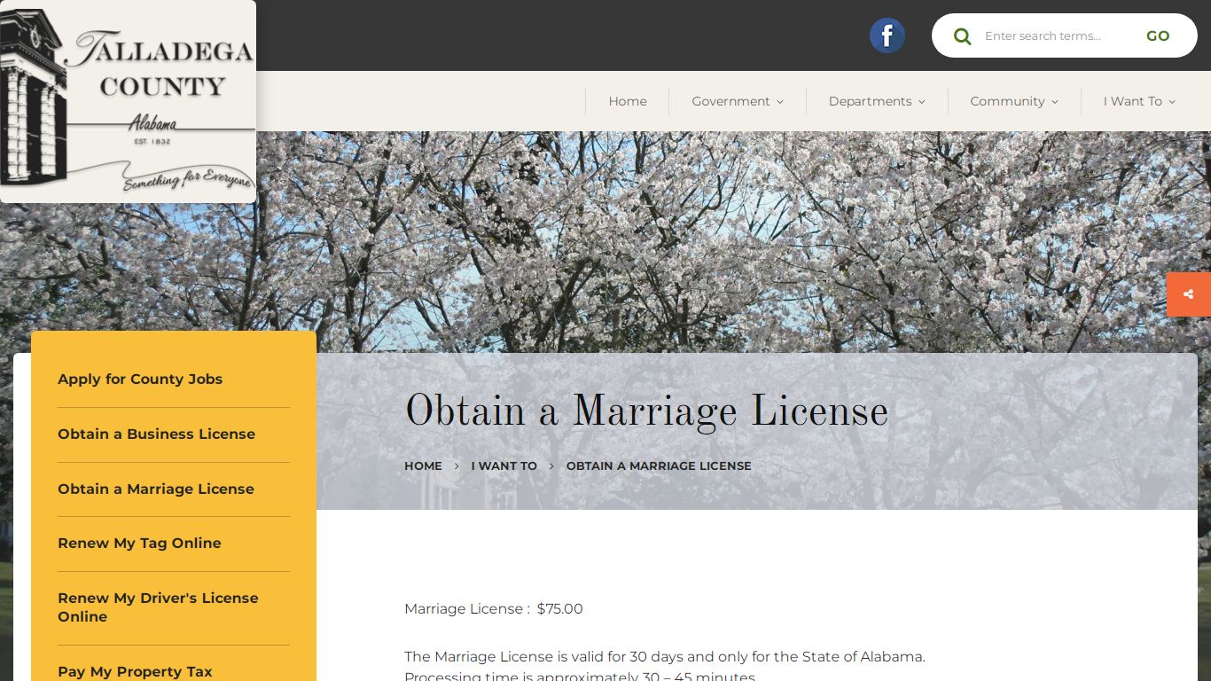 Obtain a Marriage License - Talladega County, Alabama